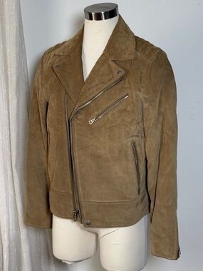 Rag & Bone Suede Leather Motorcycle Biker Jacket Camel Brown Men's Large